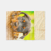 ロットワイラーパピードウウォーターカラー油アー絵を描ト フリースブランケット (正面(横))