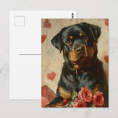 ロットワイラーパピーバレンタインデーヴィンテージ ポストカード (正面/裏面)