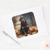 ロットワイラーパンプキンズハロウィンホラー スクエアシール (封筒)