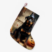 ロットワイラーパンプキンズハロウィンホラー スモールクリスマスストッキング (正面 (吊り時))