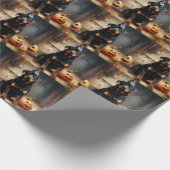 ロットワイラーパンプキンズハロウィンホラー ラッピングペーパー (角)