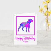 ロットワイラーピンクドッグシルハウエットおもしろい誕生日 カード (黄色い花)