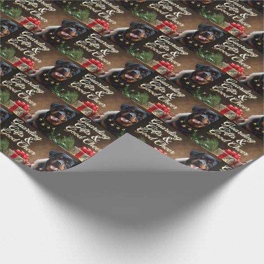 ロットワイラーフェスティバルホリデークリスマス ラッピングペーパー (角)