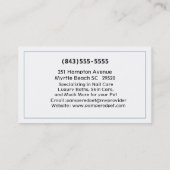 ロットワイラーペットトリマー/獣医/シッター 名刺 (裏面)