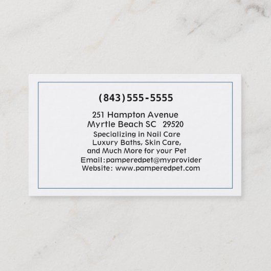 ロットワイラーペットトリマー/獣医/シッター 名刺 (裏面)