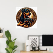 ロットワイラーママと子犬04 5000X ポスター (ホームオフィス)