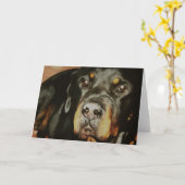 ロットワイラーラバーペットポートレート カード (黄色い花)