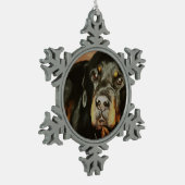 ロットワイラーラバーペットポートレート スノーフレークピューターオーナメント (左)