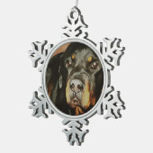 ロットワイラーラバーペットポートレート スノーフレークピューターオーナメント (右)