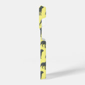 ロットワイラーロッティかわいい犬のシルエットグリッドイエロー iPhoneケース (左側面)