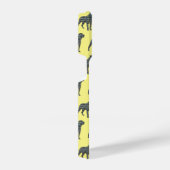 ロットワイラーロッティかわいい犬のシルエットグリッドイエロー iPhoneケース (右側面)