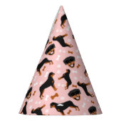 ロットワイラーロッティピンクガールポープリントパターン パーティーハット (左)