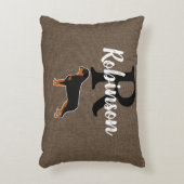 ロットワイラーロティ素朴モノグラム姓 アクセントクッション (正面(垂直))