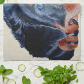 ロットワイラー子犬芸術的ペットポートレート キッチンタオル (折り畳み)