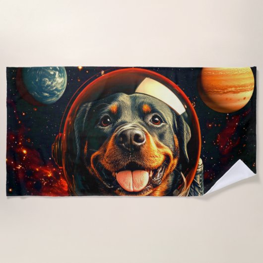 ロットワイラー探索 ビーチタオル (正面)