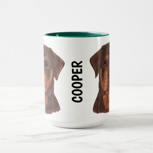 ロットワイラー水の色のパーソナライズされたマグカップ マグカップ (中央)