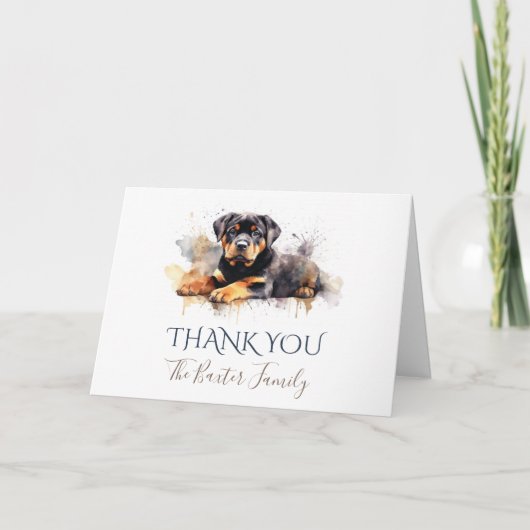 ロットワイラー水彩サンキューカード サンキューカード (正面)