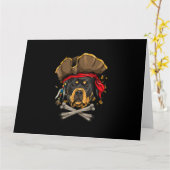 ロットワイラー海賊犬ハロウィーン海賊旗贈り カード (黄色い花)