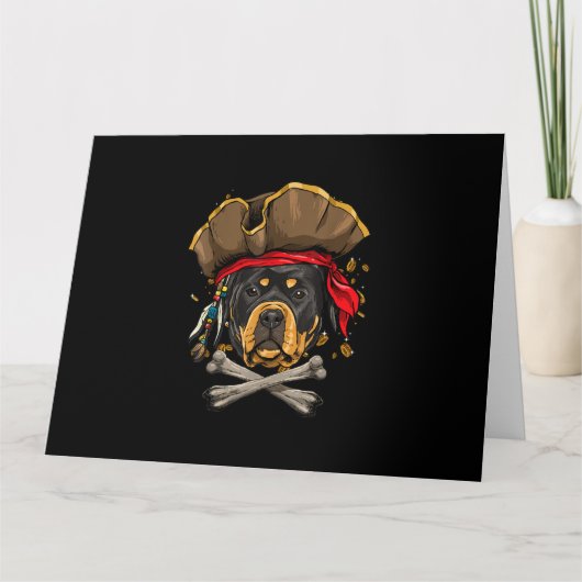 ロットワイラー海賊犬ハロウィーン海賊旗贈り カード (正面)