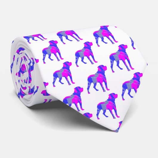 ロットワイラー犬かわいいピンクのシルエット白い首 ネクタイ (ロール)