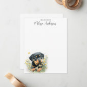 ロットワイラー犬かわいい子犬の水色パーソナライズされた ノートカード (正面/裏面インサイチュ)