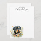 ロットワイラー犬かわいい子犬の水色パーソナライズされた ノートカード (正面/裏面)