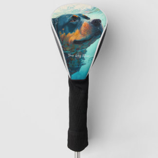 ロットワイラー犬が水中で泳ぐ005 ゴルフヘッドカバー