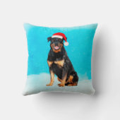 ロットワイラー犬とサンタハット クッション (裏面)