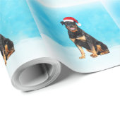 ロットワイラー犬とサンタハット ラッピングペーパー (ロールコーナー)