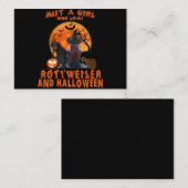 ロットワイラー犬とハロウィンを愛する女の子 名刺 (正面/裏面)