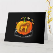 ロットワイラー犬のカボチャの衣装ハロウィーン カード (黄色い花)