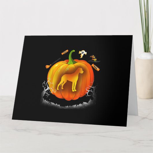 ロットワイラー犬のカボチャの衣装ハロウィーン カード (正面)