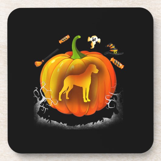 ロットワイラー犬のカボチャの衣装ハロウィーン コースター (正面)