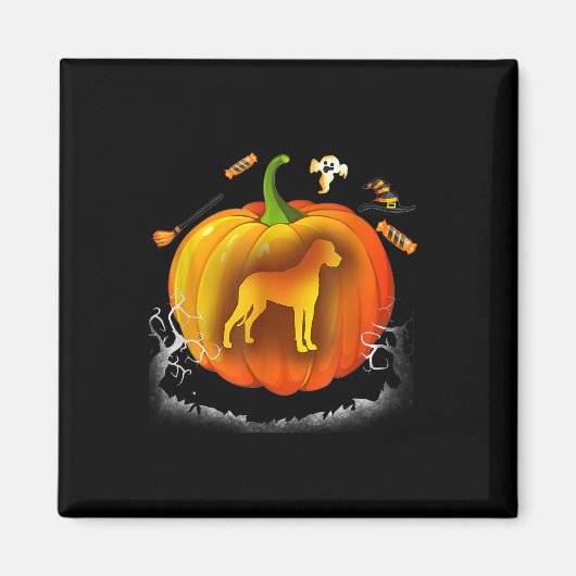 ロットワイラー犬のカボチャの衣装ハロウィーン マグネット (正面)