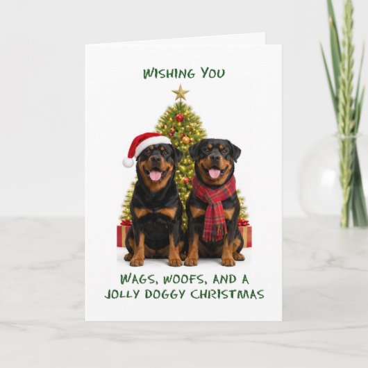 ロットワイラー犬のクリスマス シーズンカード (正面)