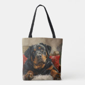 ロットワイラー犬のクリスマス トートバッグ (裏面)