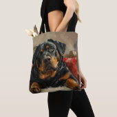 ロットワイラー犬のクリスマス トートバッグ (クローズアップ)