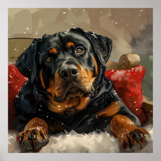 ロットワイラー犬のクリスマス ポスター (正面)
