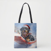 ロットワイラー犬のソリで雪のクリスマス トートバッグ (正面)