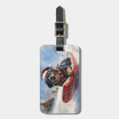 ロットワイラー犬のソリで雪のクリスマス ラゲッジタグ (正面縦)