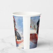 ロットワイラー犬のソリで雪のクリスマス 紙コップ (右)