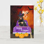 ロットワイラー犬のハロウィーントラック カード (黄色い花)