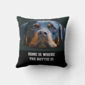 ロットワイラー犬の引用文の家はRottieがあるところです クッション (裏面)