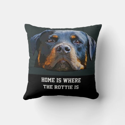 ロットワイラー犬の引用文の家はRottieがあるところです クッション (裏面)
