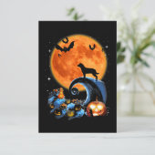 ロットワイラー犬の月かぼちゃのハロウィーンの衣装ギフト 出欠カード (スタンド正面)