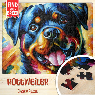 ロットワイラー犬の肖像 アクリルアートプリント 犬 ジグソーパズル