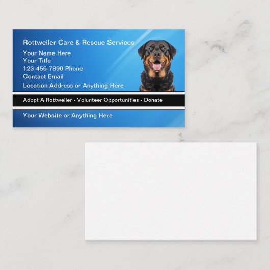 ロットワイラー犬の育種救助活動 名刺 (正面/裏面)