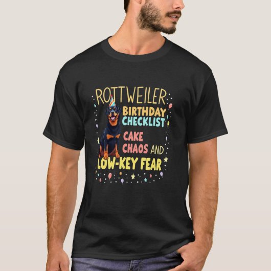 ロットワイラー犬の面白い誕生日プレゼント Tシャツ (正面)