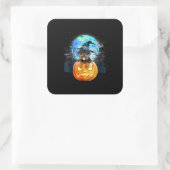 ロットワイラー犬の魔女ハットハロウィンカボチャの贈り物 スクエアシール (バッグ)