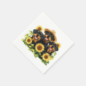 ロットワイラー犬ひまわりの花 スタンダードカクテルナプキン (角)